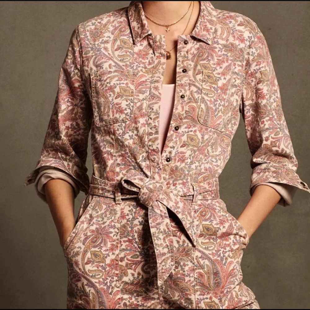Anthropologie Paisley Utility Jumpsuit